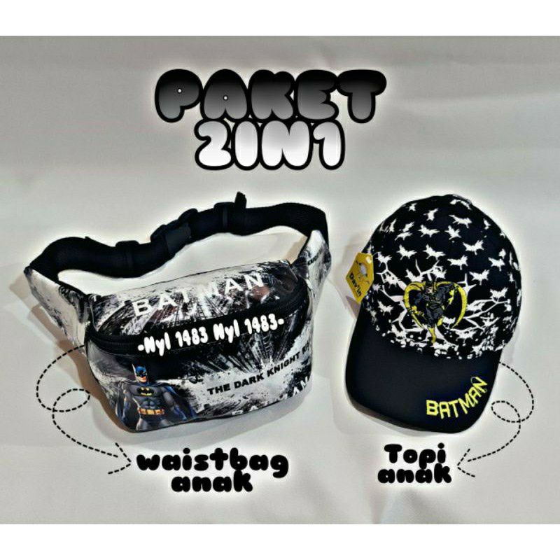 TAS SLEMPANG ANAK/WAISTBAG ANAK LAKI-LAKI FREE TOPI