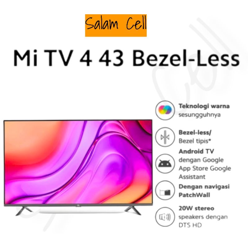 Xiaomi Mi TV 4 43&quot; Bezel-Less Smart TV - AndroidTV Google Assistant - Patchwall 3.0 + Garansi Resmi