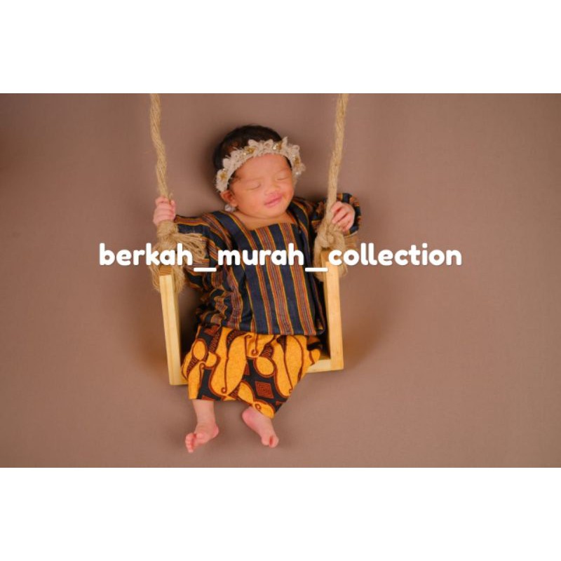 Setelan Kebaya Lurik anak Usia 0-3 Tahun Baju Adat Anak Balita Perempuan Baju Tedak Siten