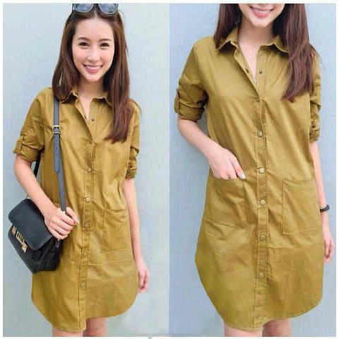 TERMURAH [Long Hem Aliza hijau muda SW] kemeja wanita katun strecth hijau muda