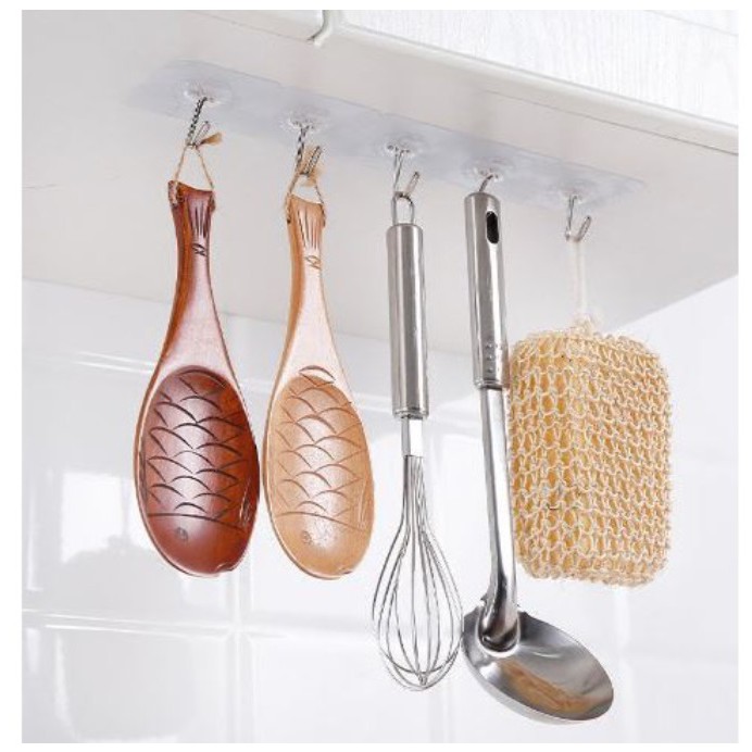 Gantungan HOOK Tempel Transparan Hanger Besi Cantelan Dinding Kait Dapur Kaca Kamar Mandi CBKS LC