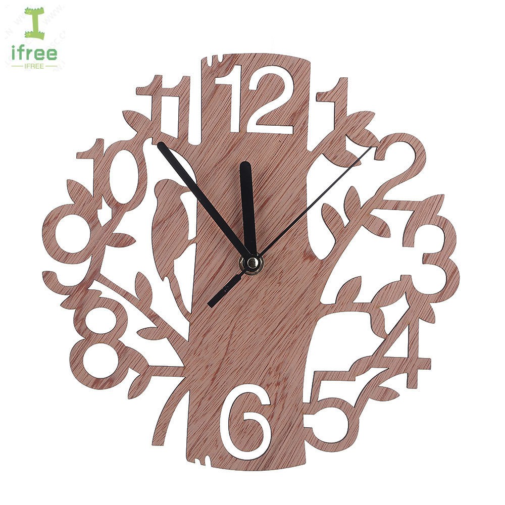 Fashion Wood Digital Wall Clock Home Living Room Bedroom Birds Tree Decoration Clocks Shopee Indonesia