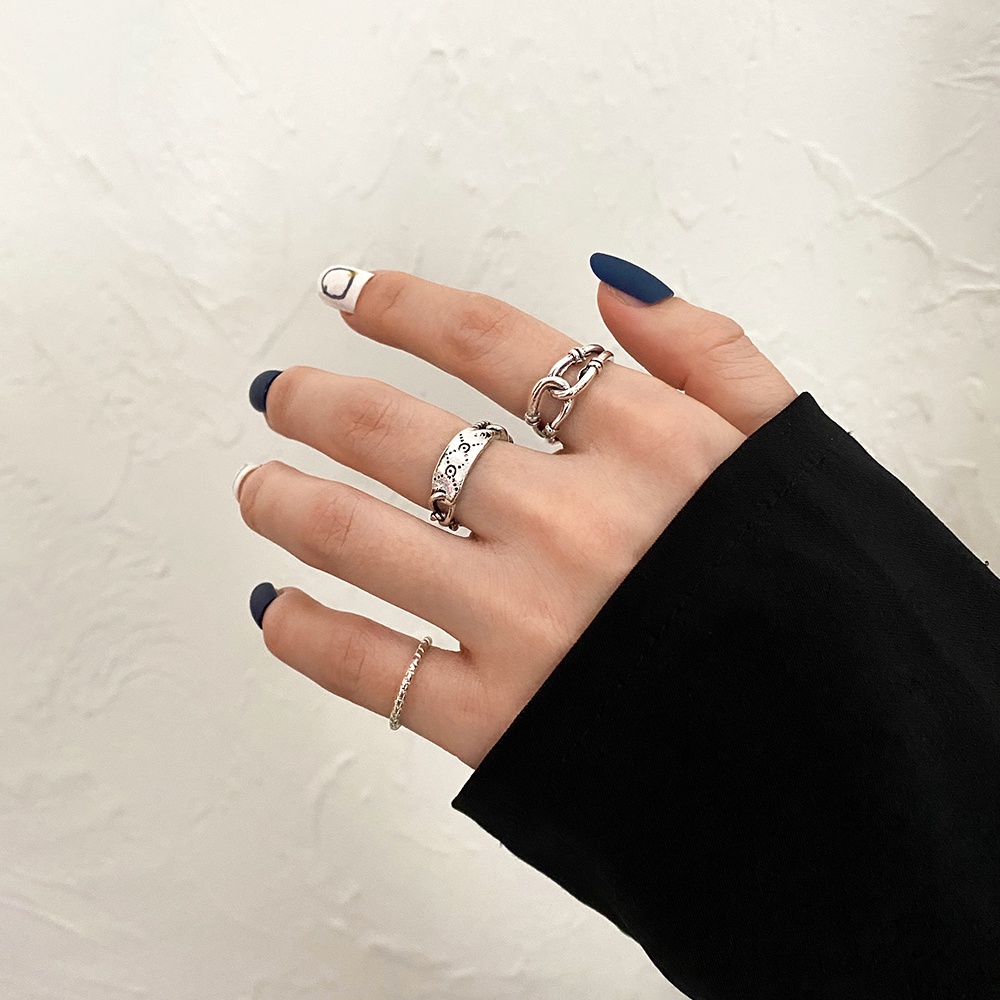 Set Cincin Knuckle Midi Model Terbuka Adjustable Desain Kupu-Kupu Gaya Punk Untuk Wanita