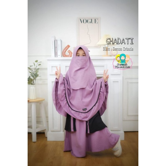 GHADATI IED SERIES BY GHANIYYAH SET GAMIS KHIMAR CADAR ANAK PEREMPUAN KATUN CRINKLE TERBARU / GAMIS 