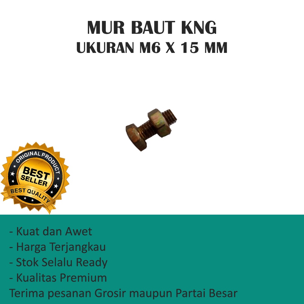 MUR BAUT UKURAN M6 X 15 MM KNG MURAHH (HARGA PER 10 PCS)