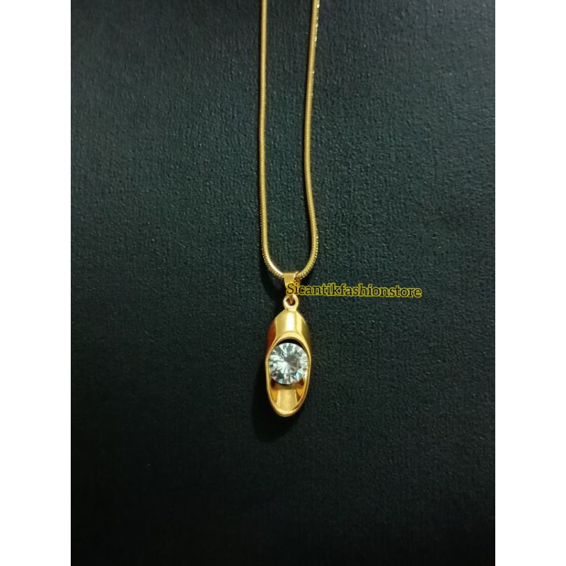 Kalung Titanium plus liontin Fashion wanita terlaris anti Karat tidak luntur kalung Wanita permata