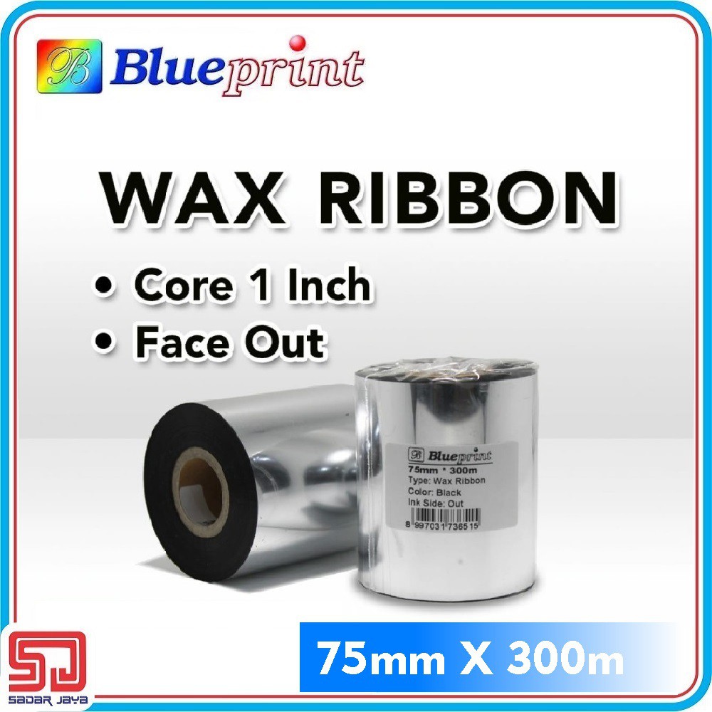 Ribbon Wax Barcode Label 75mm x 300m BLUEPRINT Thermal Transfer Ribbon Barcode