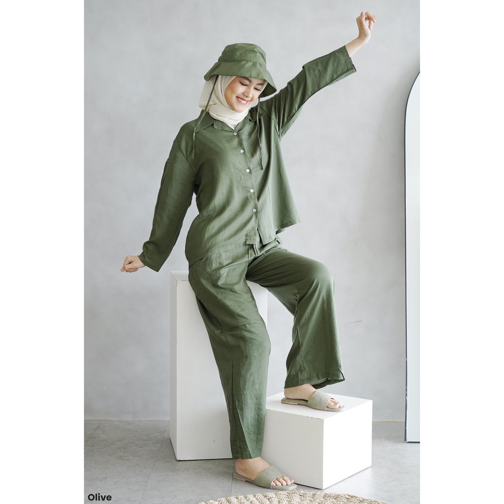 [FREE BUCKET HAT] Marina Longsleeve Set Rayon Premium pakaian wanita set