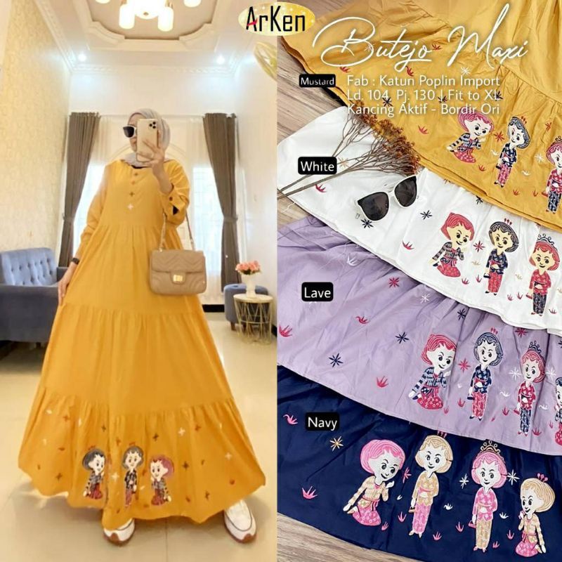 Gamis Wanita Muslimah Kekinian Butejo Maxy by Arken Hijab Solo