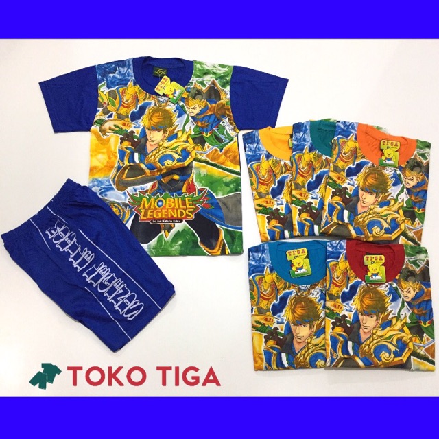 Setelan stelan kaos anak laki laki mobile legend baju tidur anak