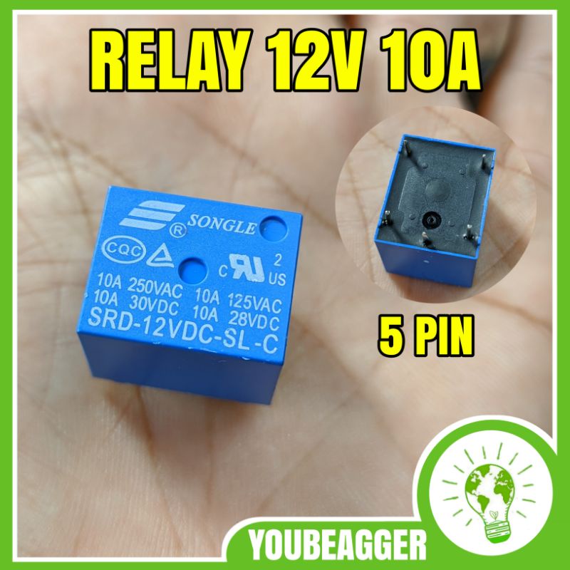 Relay 12V 10A 5 kaki original SONGLE