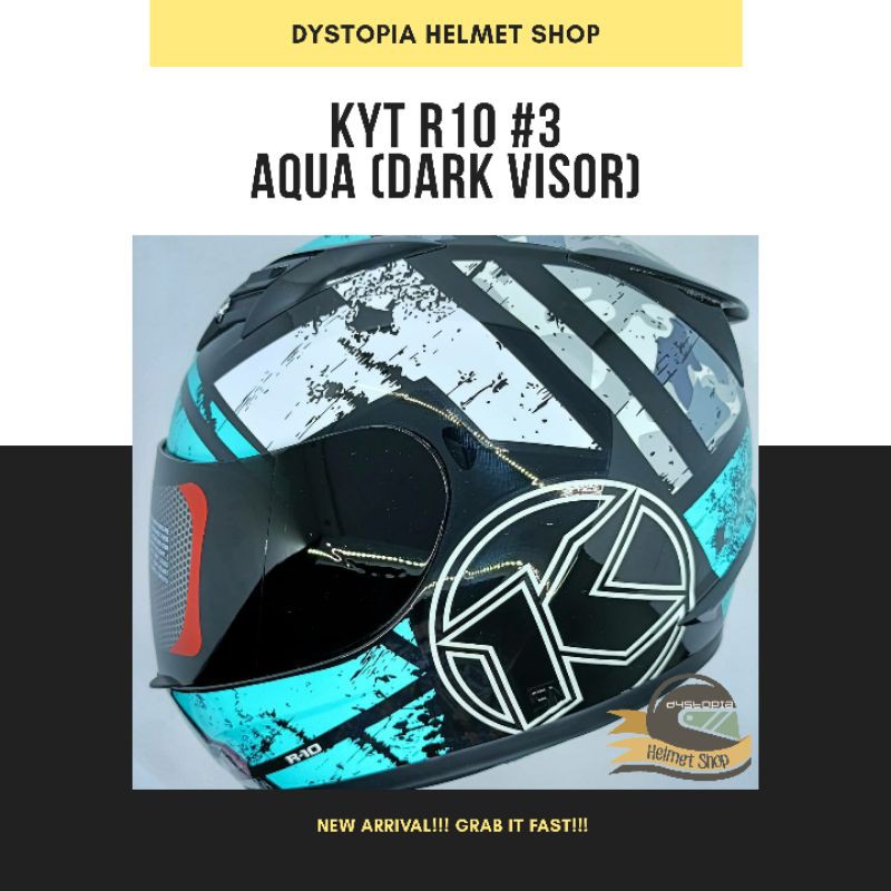 KYT R10 Seri 3 Aqua R10 #3 Aqua Dark Visor Helm Fullface KYT Original