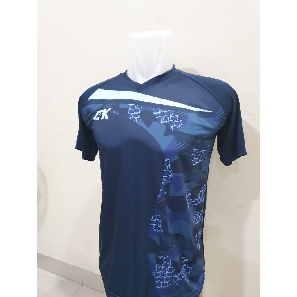 KAOS BOLA POLOS PAKAIAN OLAHRAGA PRIA IMPORT BAJU RUNNING KAOS GYM -HITAM, BIRU; M,L,XL