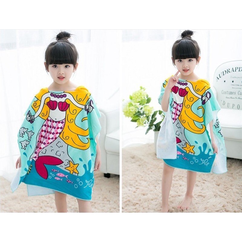 Handuk Ponco Anak Motif Karakter Microfiber-Mermaid Tosca