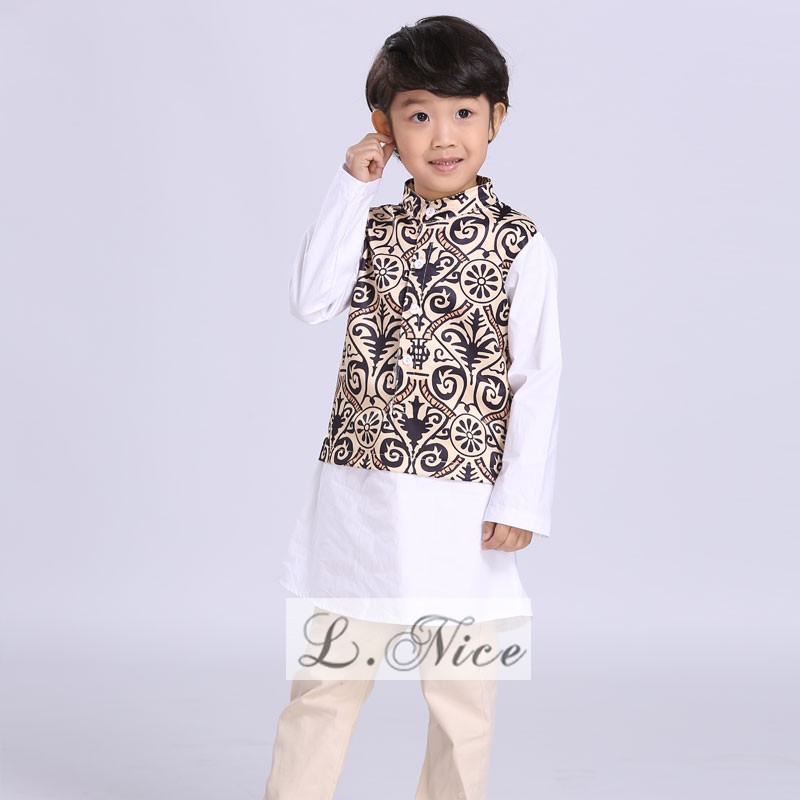 Setelan Baju Koko Anak Cowok Motif Batik Set 2in1 (top, celana)