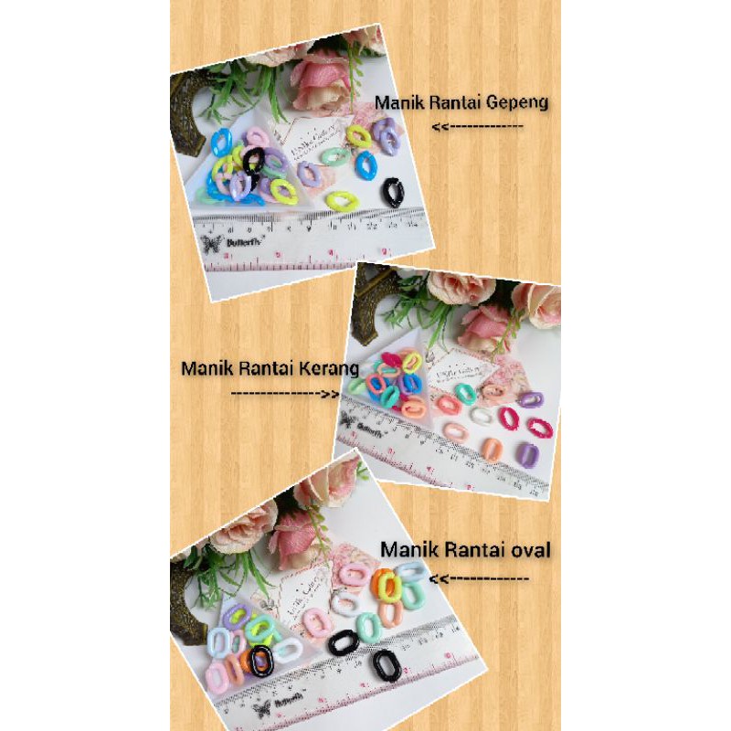 Manik Rantai plastik warna // Manik Rantai akrilik // Manik Rantai plastik oval