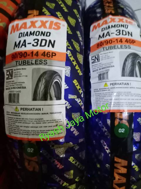Ban Tubeless MAXXIS Diamond MA-3DN Tubeless Paket 80/90-14 dan 90/90-14 for Vario 125/150/110/Beat/Scoopy/Mio M3/ Xeon/Mio/Vario 125/150/110/Beat F1/esp/pop/street/Scoopy/F1/karbu/Genio/Spacy/F1/karbu/Mio J/Mio M3/X-Ride 125/Fino 125/Soul GT 125
