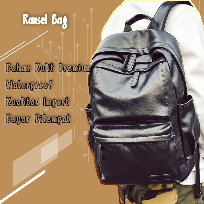 Ransel Kulit Pria Tas Ransel Pria Tas Pria MORRENO Black Ransel Kulit Pria Tas Ransel Pria Tas Pria MORRENO Black