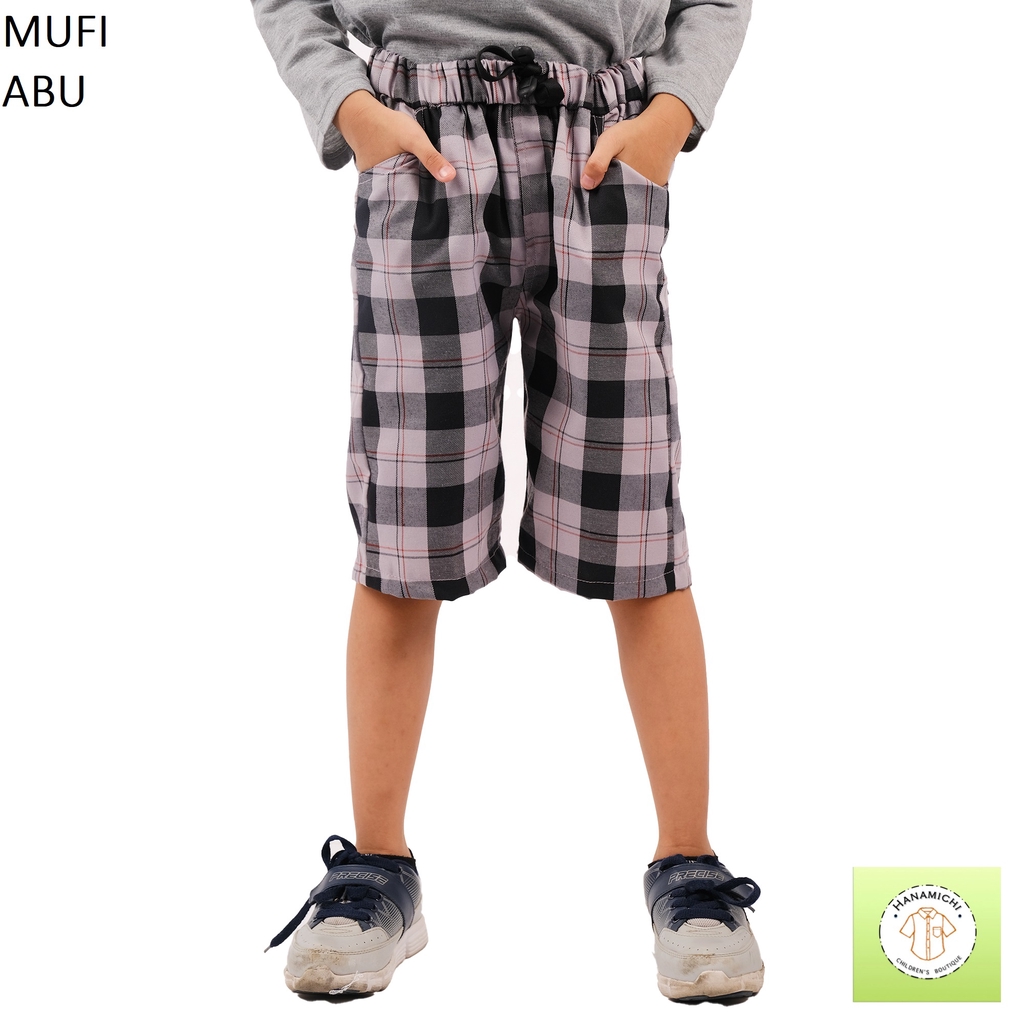 Hanamichi MUFI Celana Pendek Anak Casual Motif Kotak