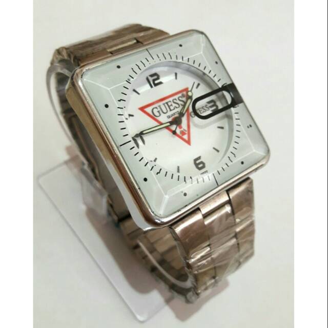 JAM TANGAN PRIA / WANITA GUESS KOTAK SILVER G109S