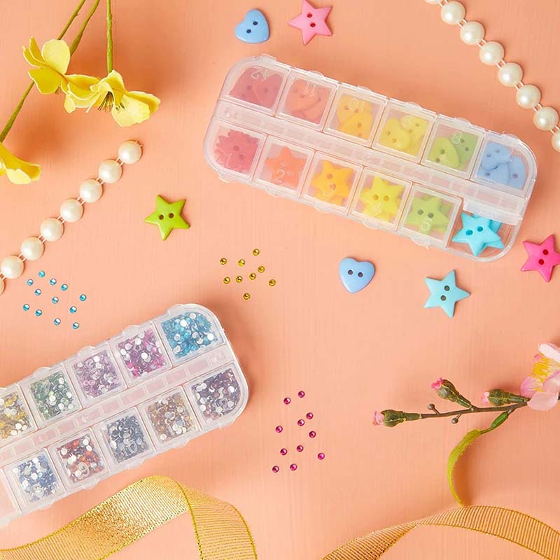 Kotak Display Perhiasan / Berlian Imitasi Nail Art Kosong 12 Slot