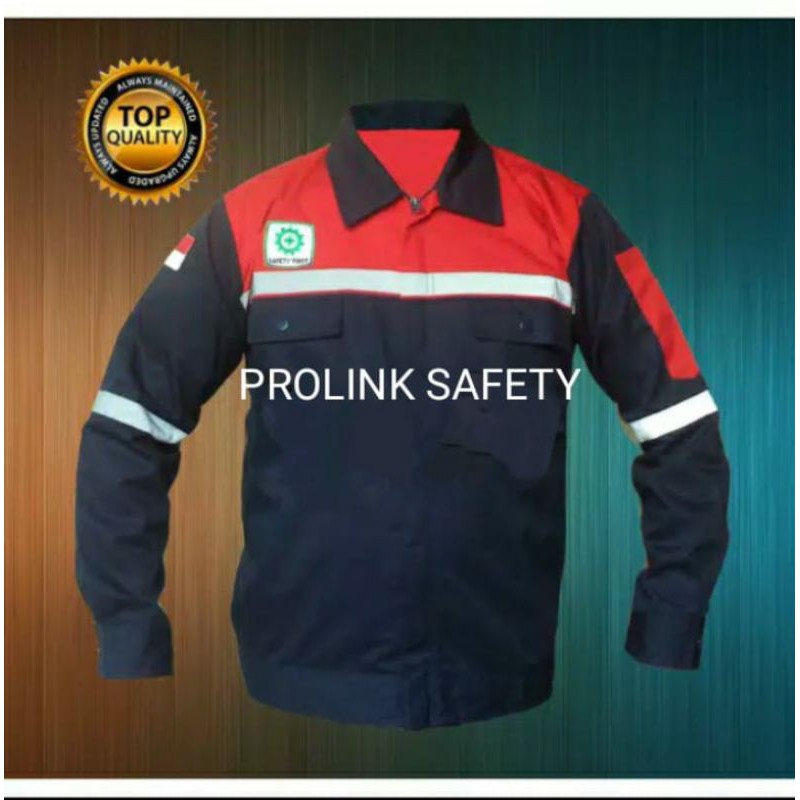 SERAGAM SAFETY MERAH DONGKER DRILL RESLETING FREE LOGO K3 BENDERA