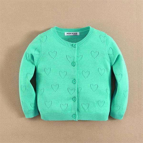 CARDIGAN KIDS HEART SHAPE GREEN