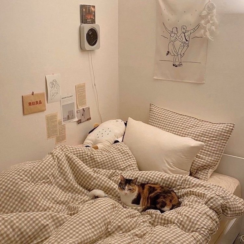 SPREI AESTHETIC MOTIF GINGHAM KOREAN NUDE - GOODIY.CRAFT