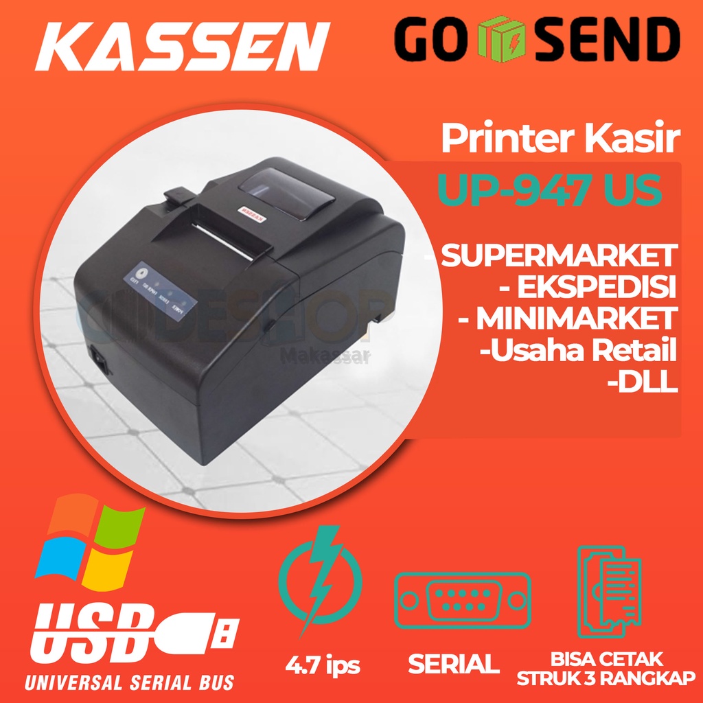 BARCODE PRINTER - PRINTER DOT MATRIX KASSEN UP947 US UP-947US SERIAL