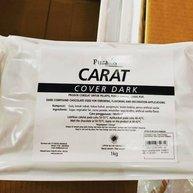 Coklat blok dark compound chocolate (dcc) Puratos carat cover dark medan