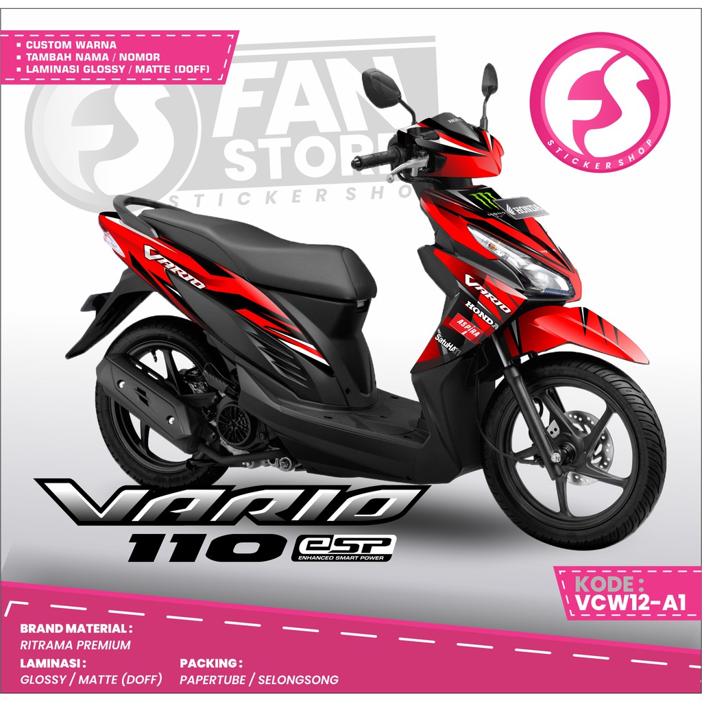 Sticker Motor Vario Fi 110 - Stiker Decal Motor Vario 110 Fi MERAH - KODE : VCW12