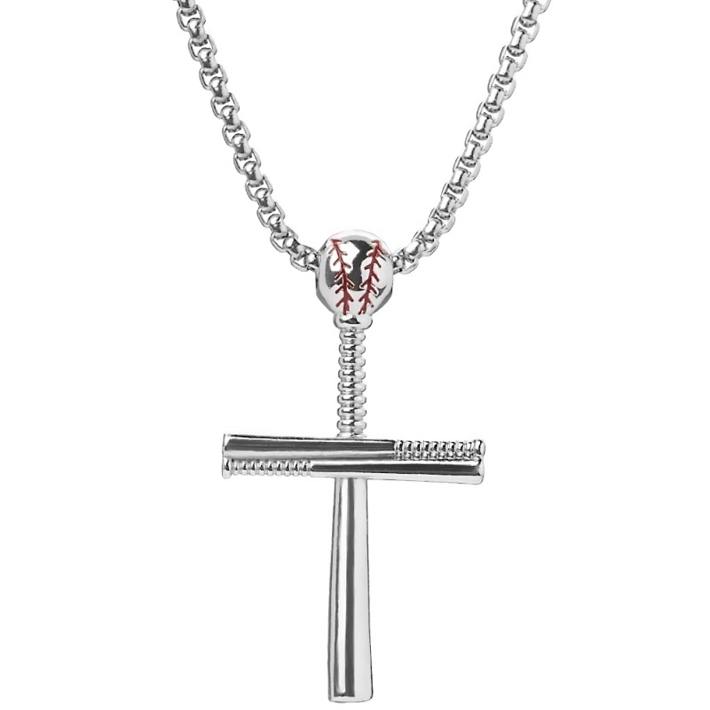 Cross Baseball Shape Pendant Kalung Wanita / Aksesoris Perhiasan Fashion