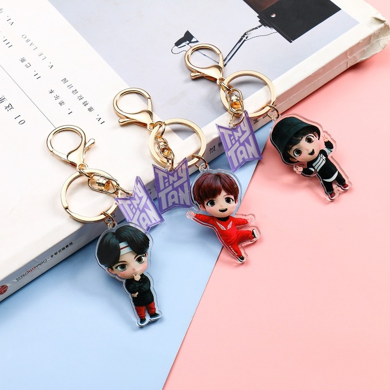 Gantungan Kunci Desain Kartun Kpop BTS Bahan Akrilik Untuk Hadiah