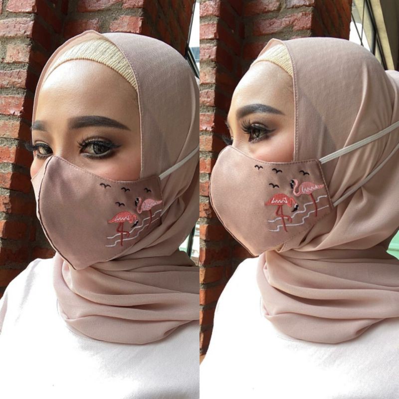 Masker Satin Bordir Swan