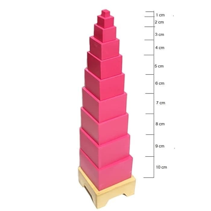 MAINAN EDUKATIF / EDUKASI ANAK - MONTESSORI PINK TOWER MENARA SUSUN BY AGEN MAINAN - AM 0119