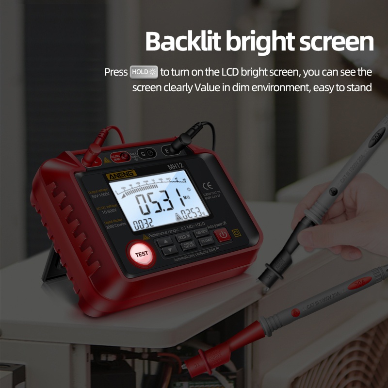 Kiss Tester Resistensi Digital Dengan Data Hold Otomatis + Kalkulator PI &amp; DAR Backlight