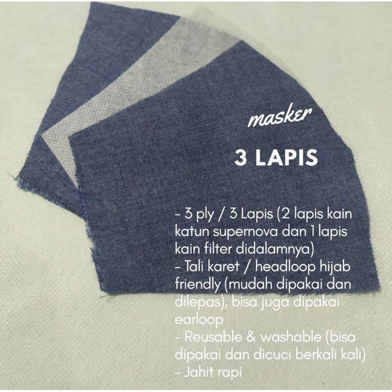 masker hijab headloop katun 3 ply lapis by hawacorner