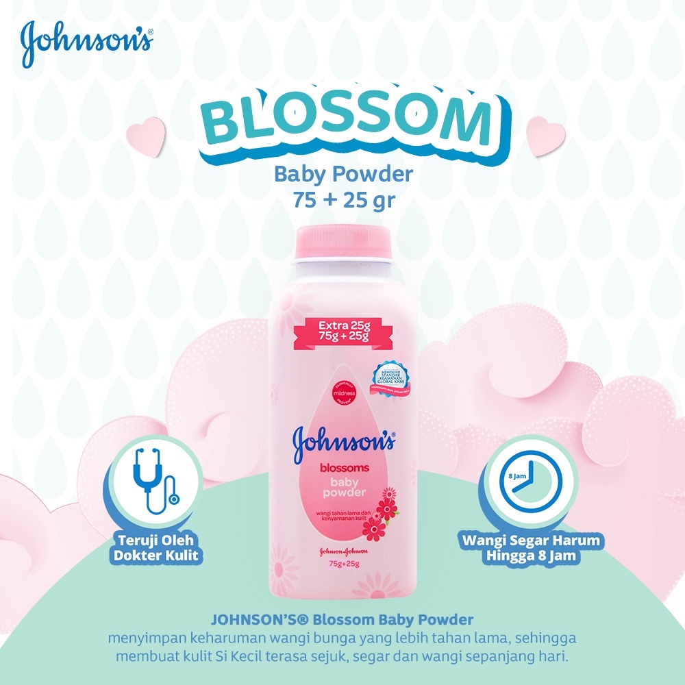 JOHNSON'S Blossoms Baby Powder - Bedak Bayi Extra Fill 75+25gr