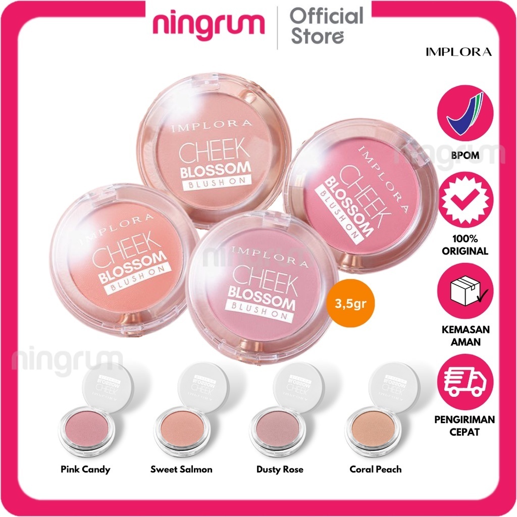 Ningrum - Implora Cheek Blossom Blush On ready 4 varian | implora blush on 100% Original | Perona Wajah Blushon Padat - 5101