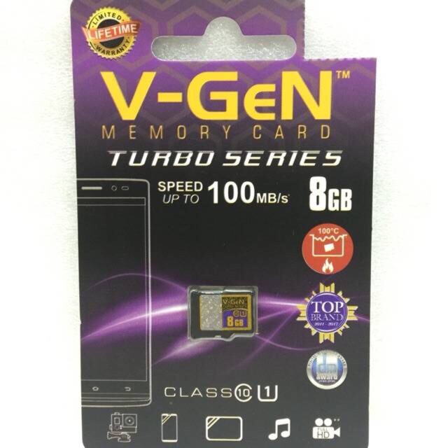 MEMORI CARD ORIGINAL V-GEN  SPEED 100MB/s CLASS10 8GB C10