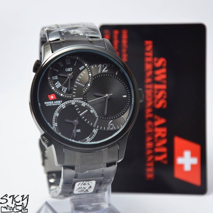 JAM TANGAN SWISS ARMY 3125 FULL BLACK ORIGINAL ANTI AIR