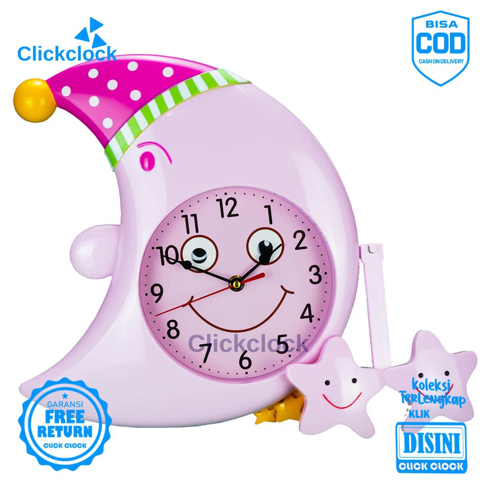 Jam Dinding Pendulum Anak Anak Bulan G15801 Besar Hiasan Dinding Unik