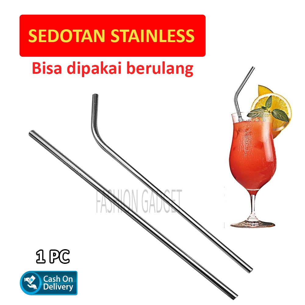 Stainless Steel Straw Sedotan Stainless Steel Lurus / Bengkok / Sikat Sedotan Lurus Sedotan Bengkok Stainless Anti Karat Bisa Dipakai Berulang Kali Perlengkapan makan dan Minum