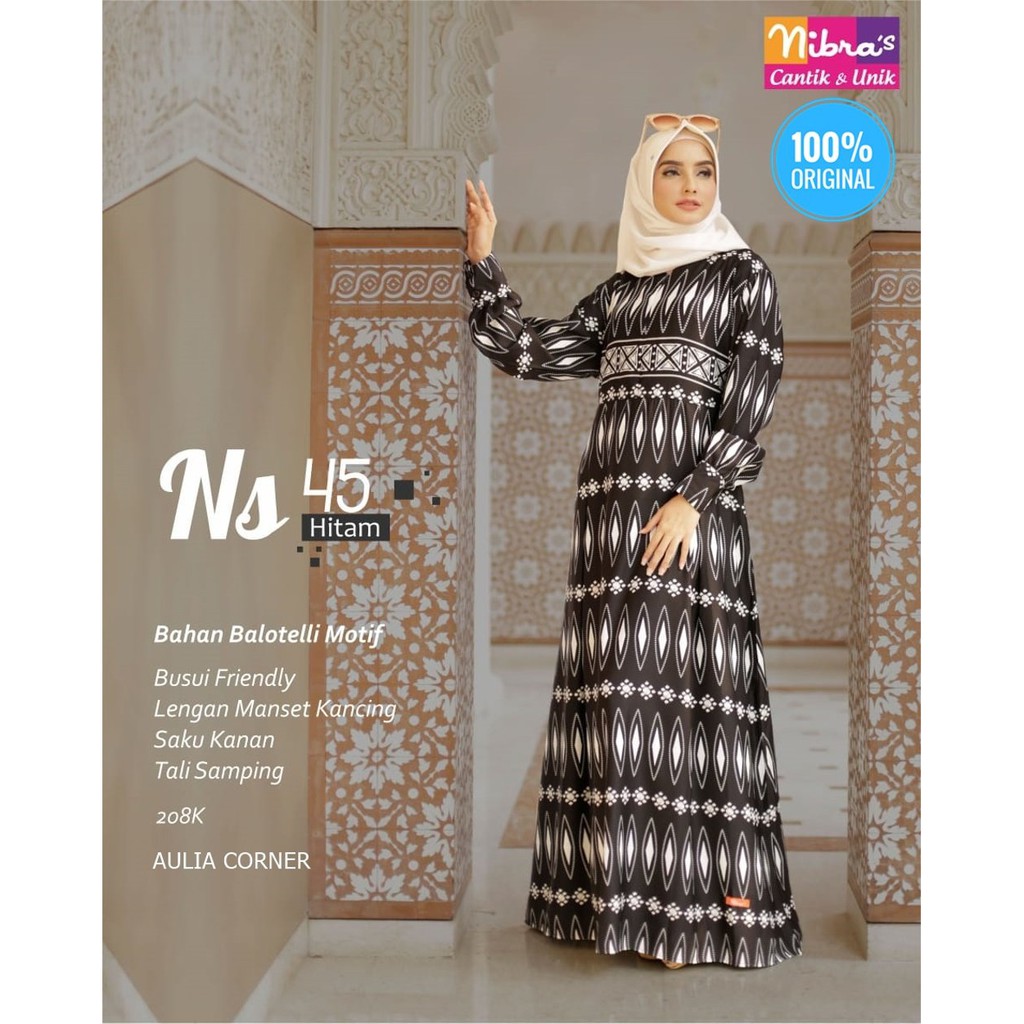 Lagi Trends Gamis Nibras NS 45 Hitam ORIGINAL Gamis Wanita Shopee