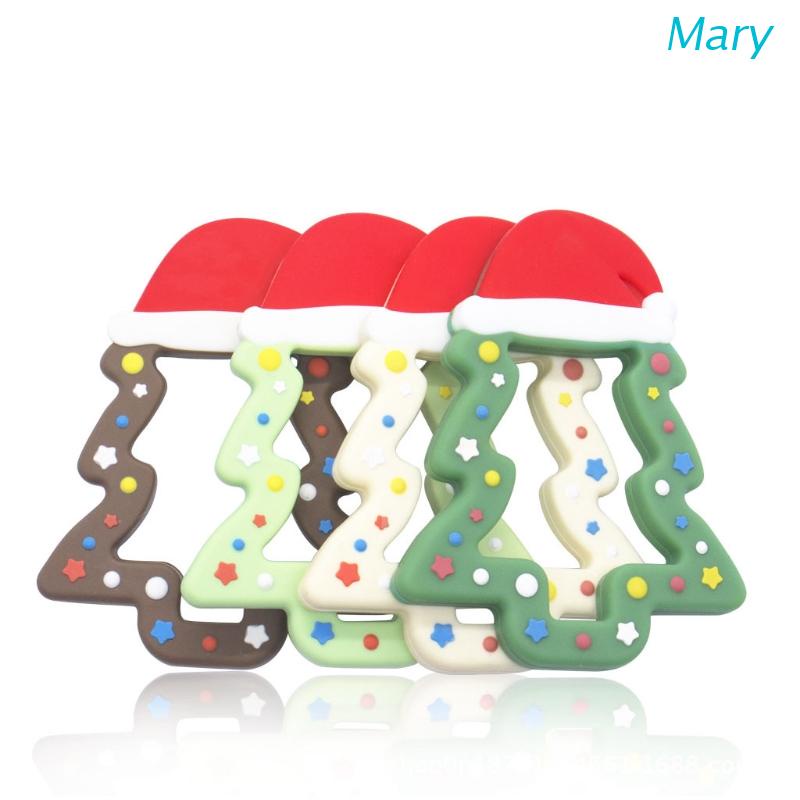 Mary Mainan Teether Bentuk Pohon Natal Bahan Silikon Food Grade Untuk Bayi