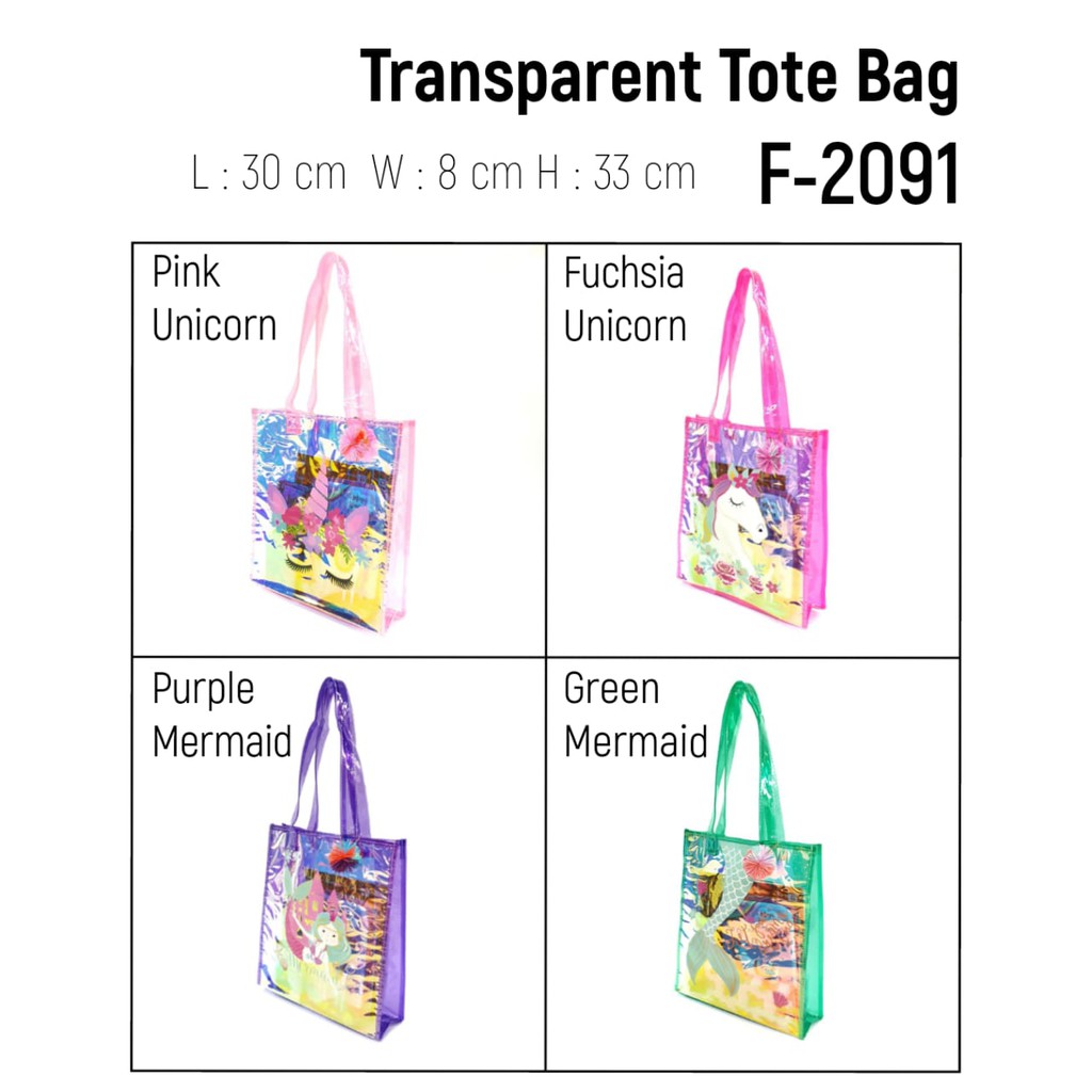 Tote Bag Anak Perempuan SD Remaja F-2091 Hologram Transparent - Skoola