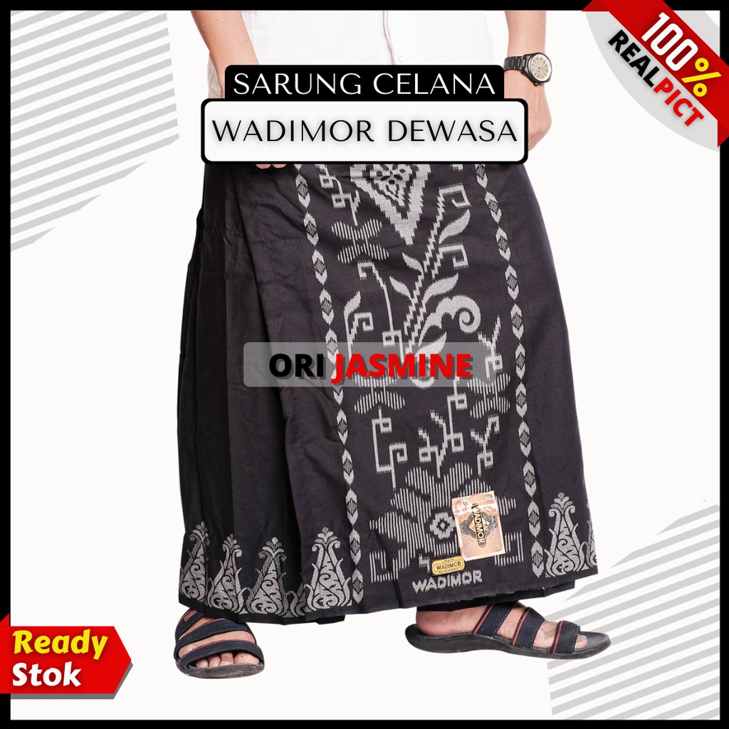 Sarung celana dewasa muslim wadimor motif bali hitam polos murah