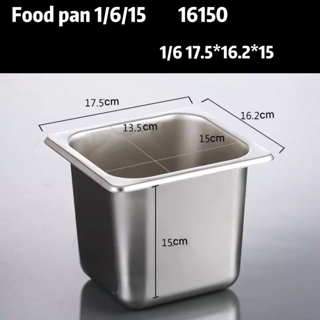 gastronom Food pan 1/6 ke dalam 15cm wadah penyimpan 16150 stainless