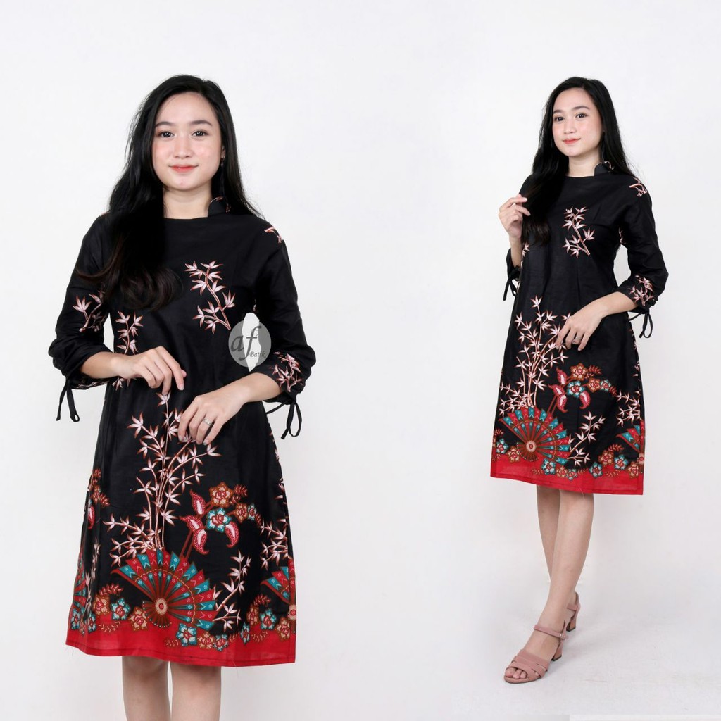 BAJU BATIK TUNIK MOTIF KIPAS HITAM