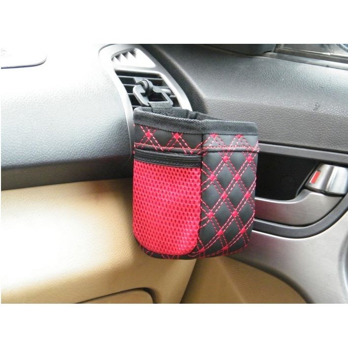 Kantong Organizer Mobil Serbaguna - Black/Red